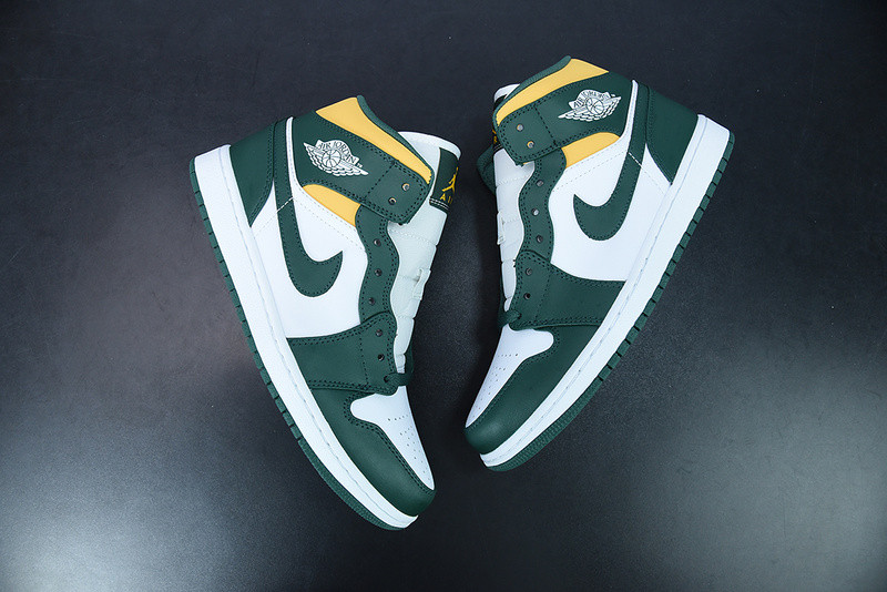 air jordan 1 mid green yellow 554724-371
