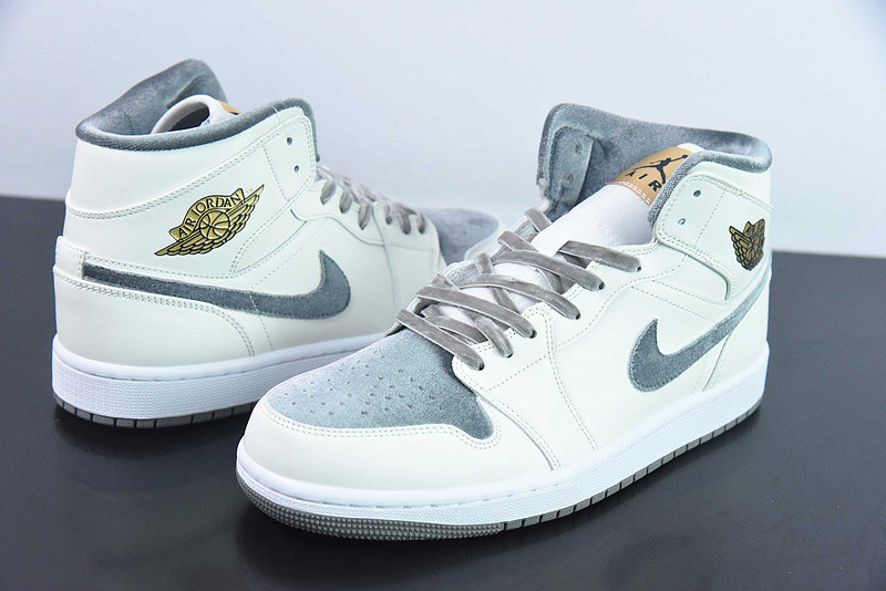 air jordan 1 mid gs "grey velvet toe" fb9899-100