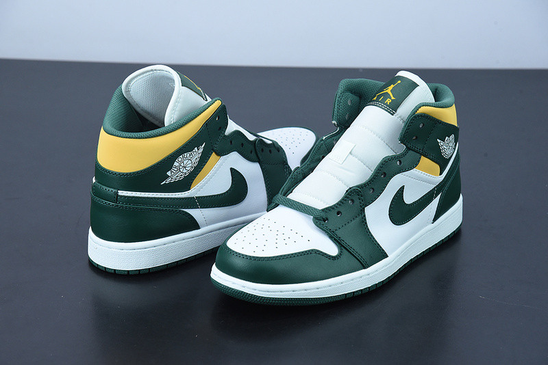 air jordan 1 mid green yellow 554724-371